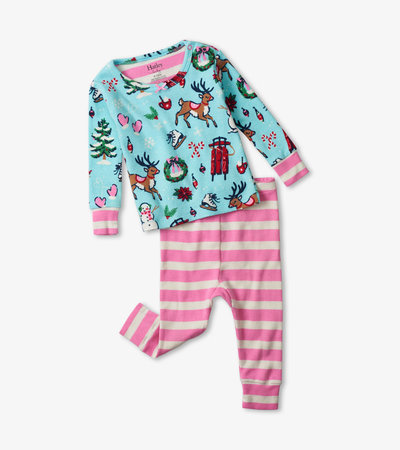 Pyjama en coton biologique pour bébé – Noël au chalet