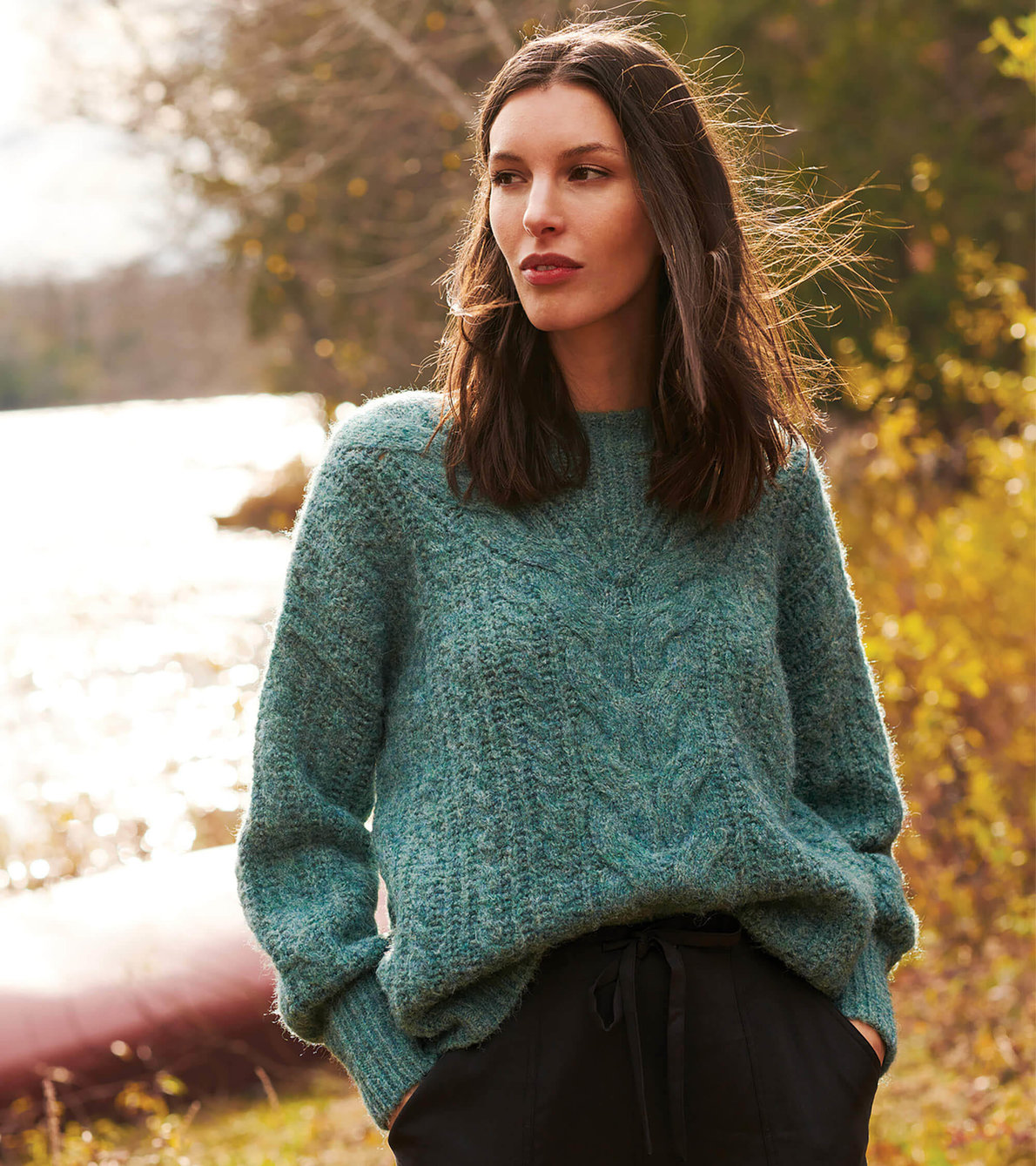 Agrandir l'image de Pull en tricot torsadé – Vert arctique