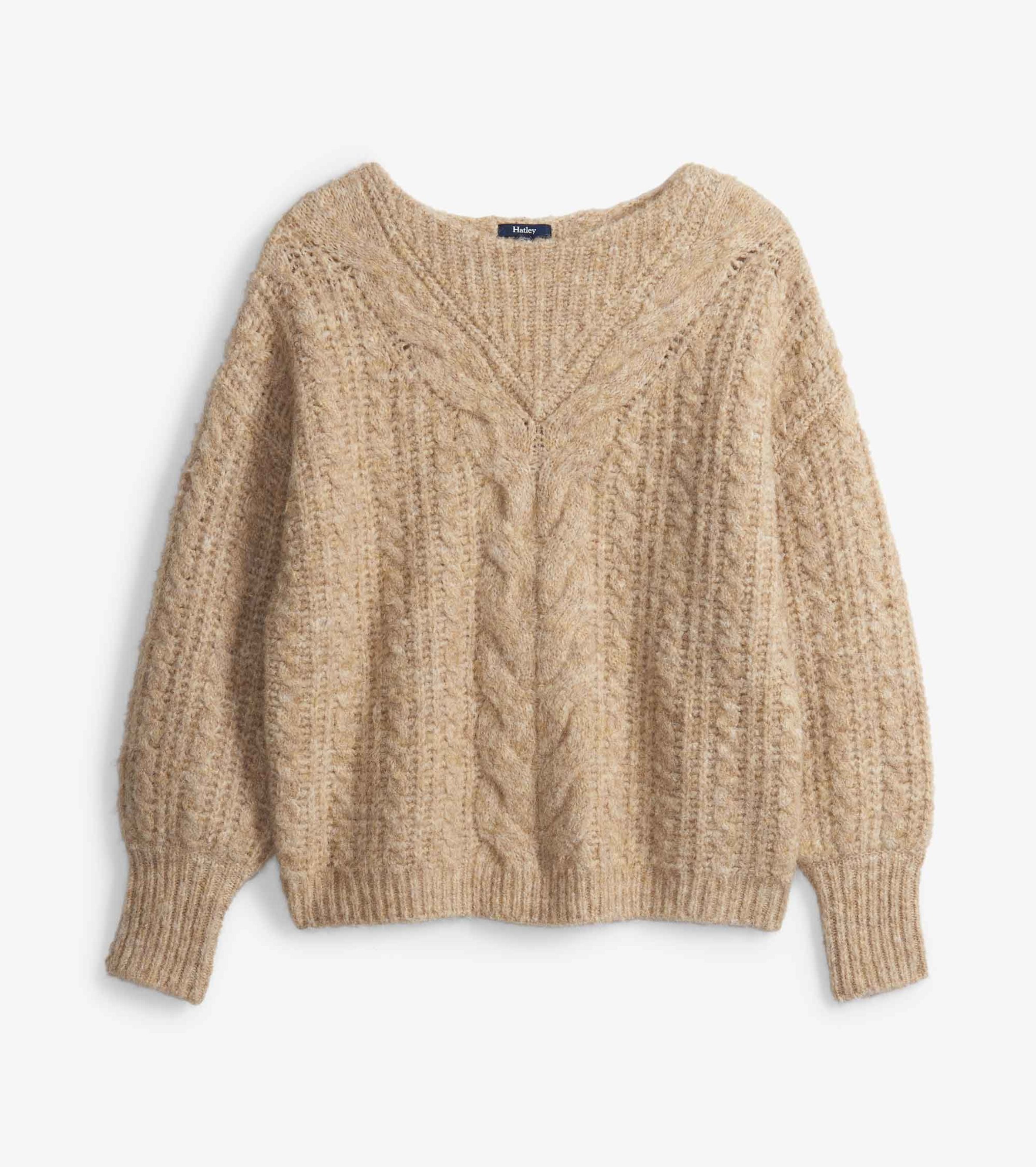 Knitted top in a wool and mohair blend, Beige, Woman
