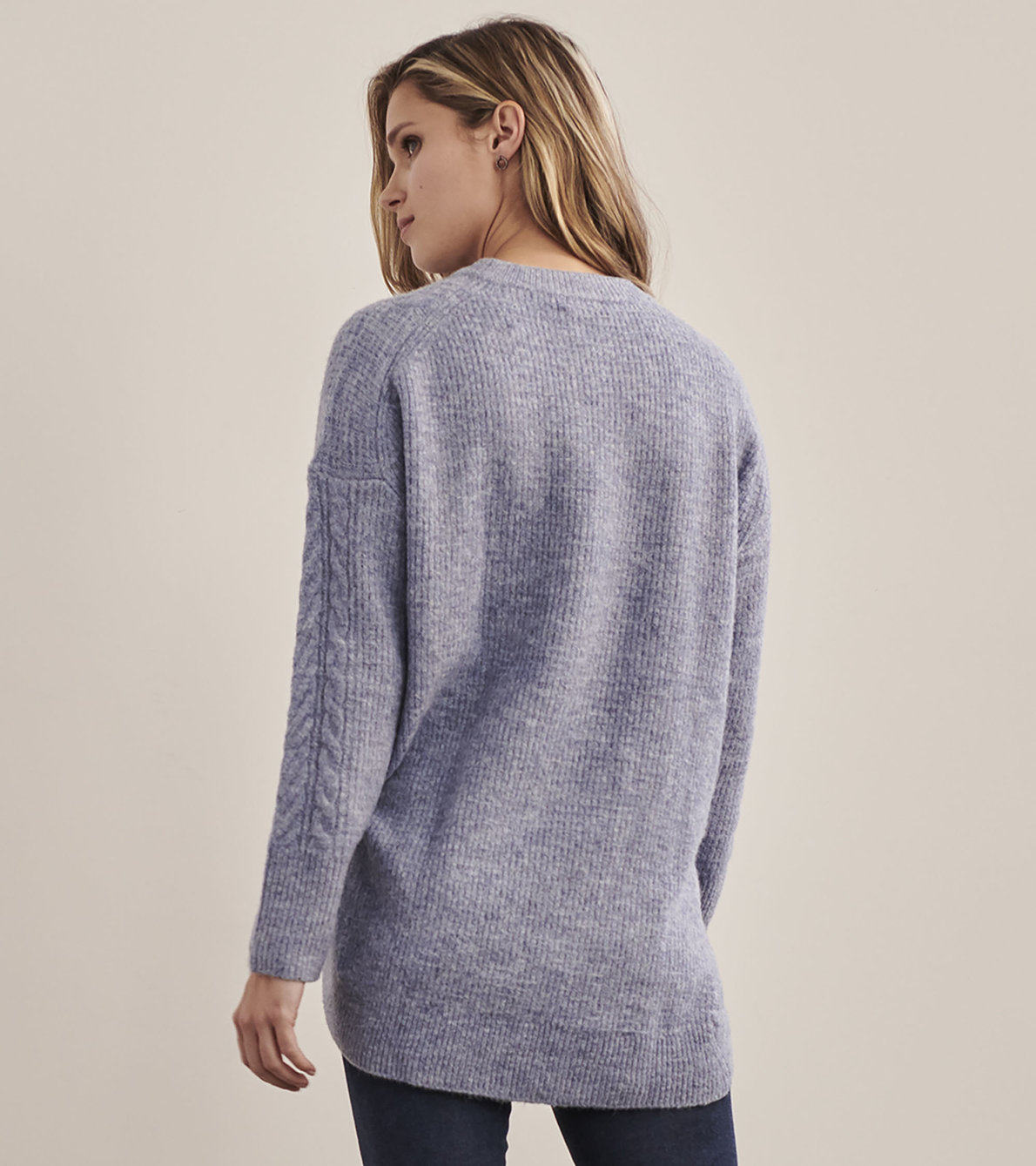 View larger image of Cable Knit Tunic - Faded Denim