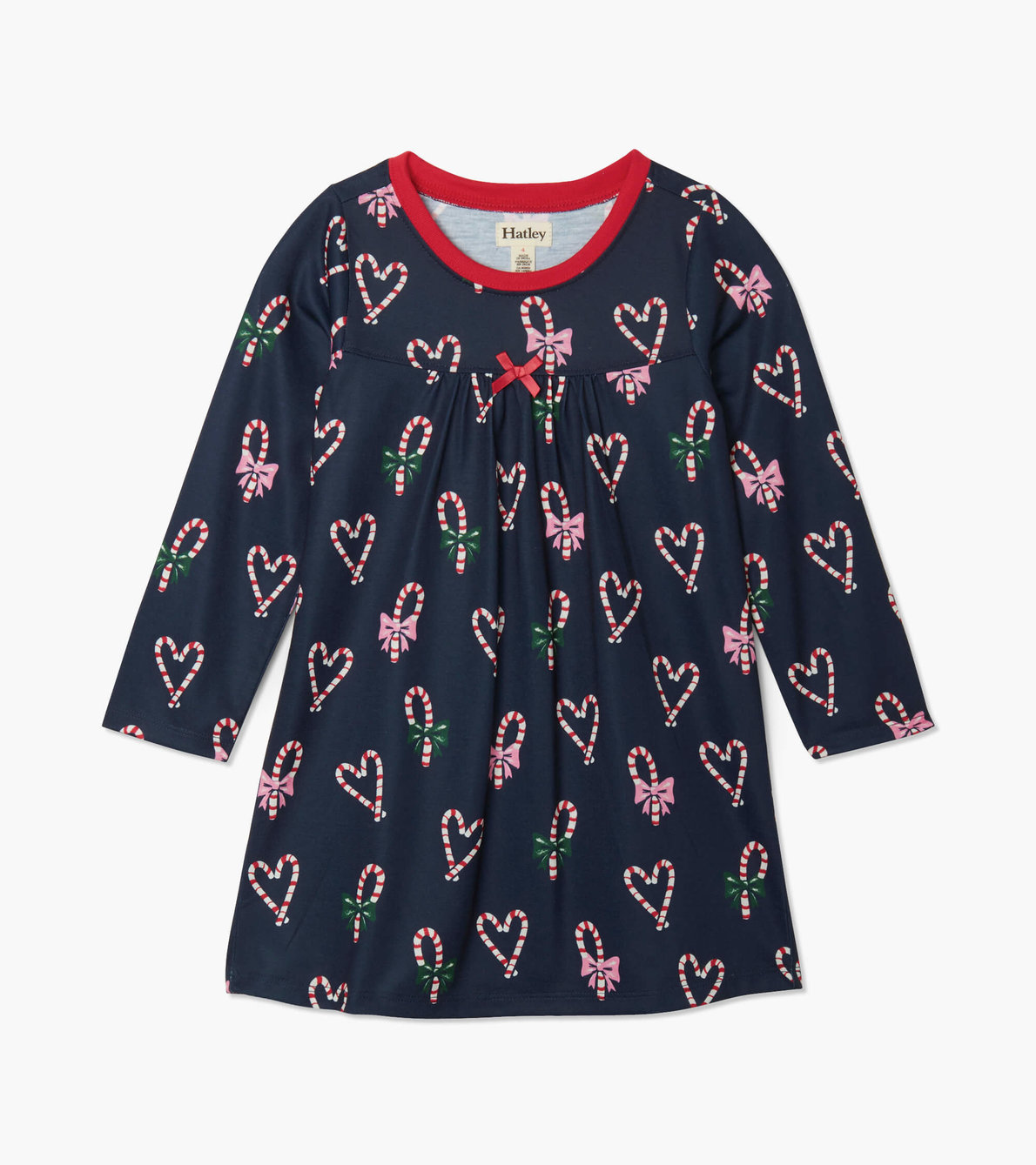 View larger image of Candy Cane Hearts Long Sleeve Nightdress