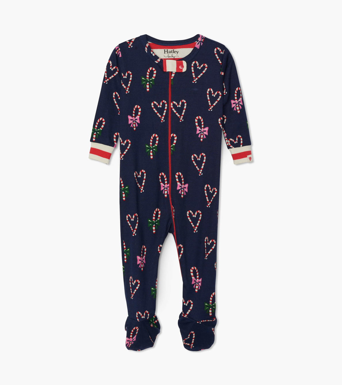 View larger image of Candy Cane Hearts Organic Cotton Footed Coverall