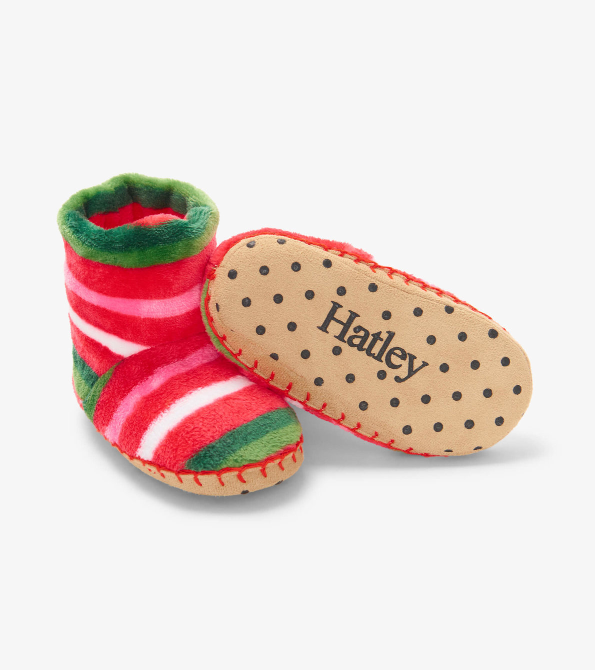 View larger image of Candy Cane Stripes Fleece Slippers