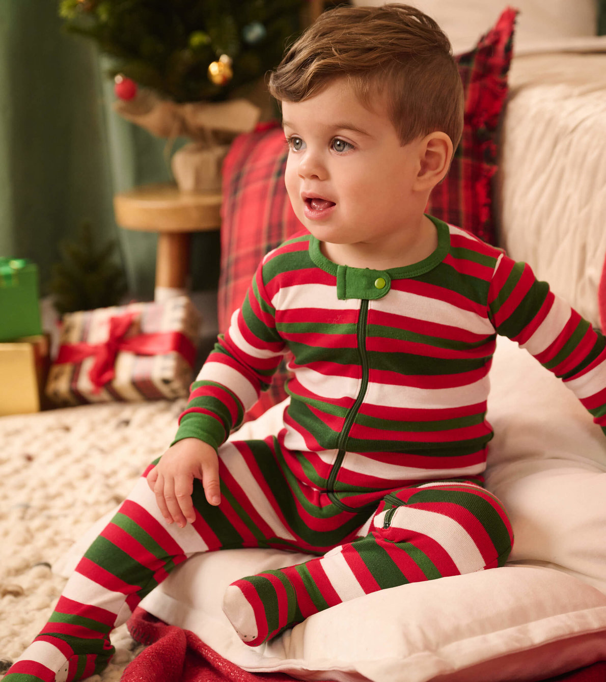 View larger image of Candy Cane Stripes Organic Cotton Baby Footed Sleeper