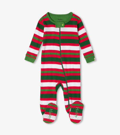 Candy Cane Stripes Organic Cotton Baby Footed Sleeper
