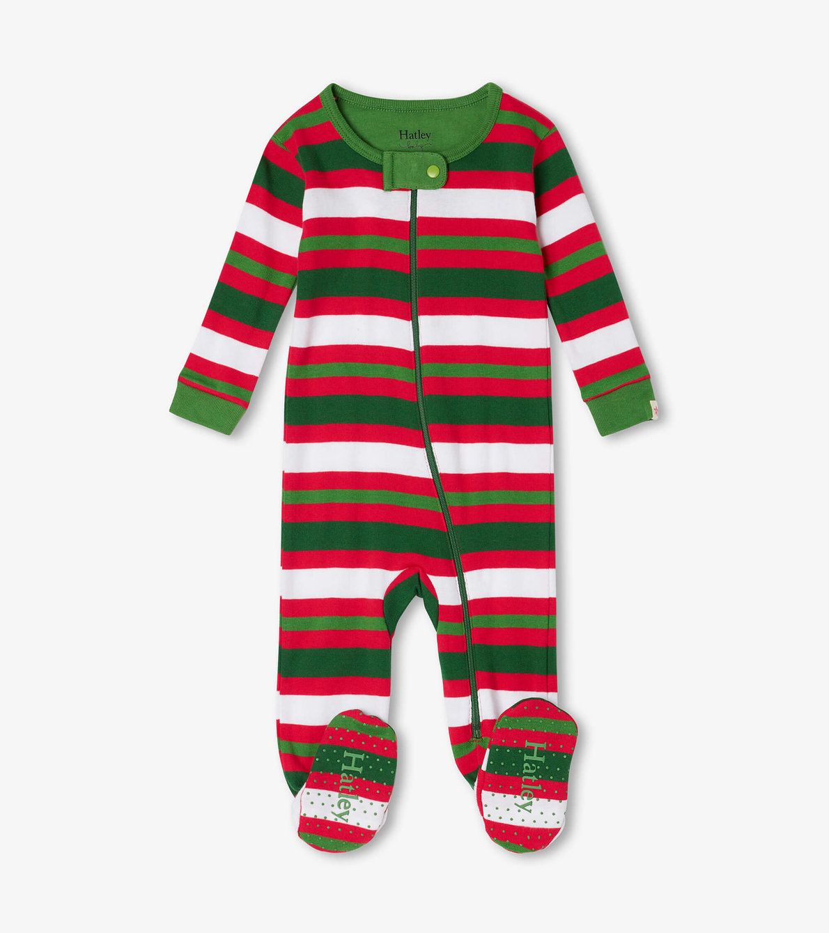 View larger image of Candy Cane Stripes Organic Cotton Footed Coverall