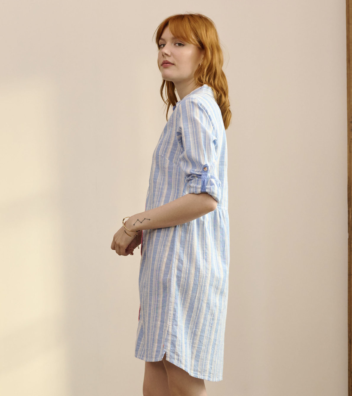 View larger image of Cara Shirt Dress - Light Blue Stripes
