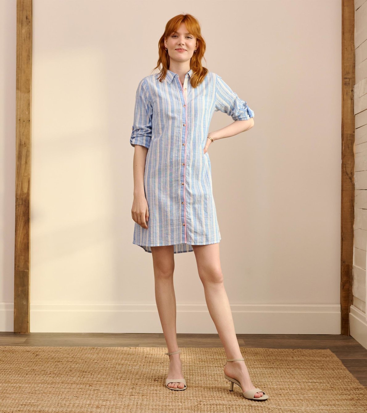 View larger image of Cara Shirt Dress - Light Blue Stripes