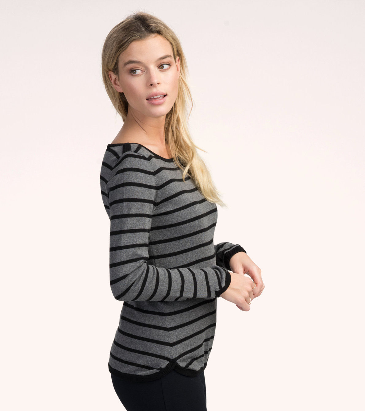 View larger image of Charcoal and Black Stripes Breton Top
