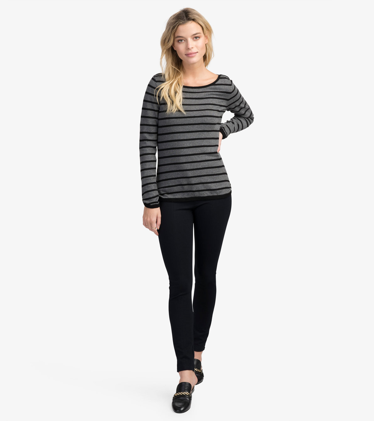 View larger image of Charcoal and Black Stripes Breton Top