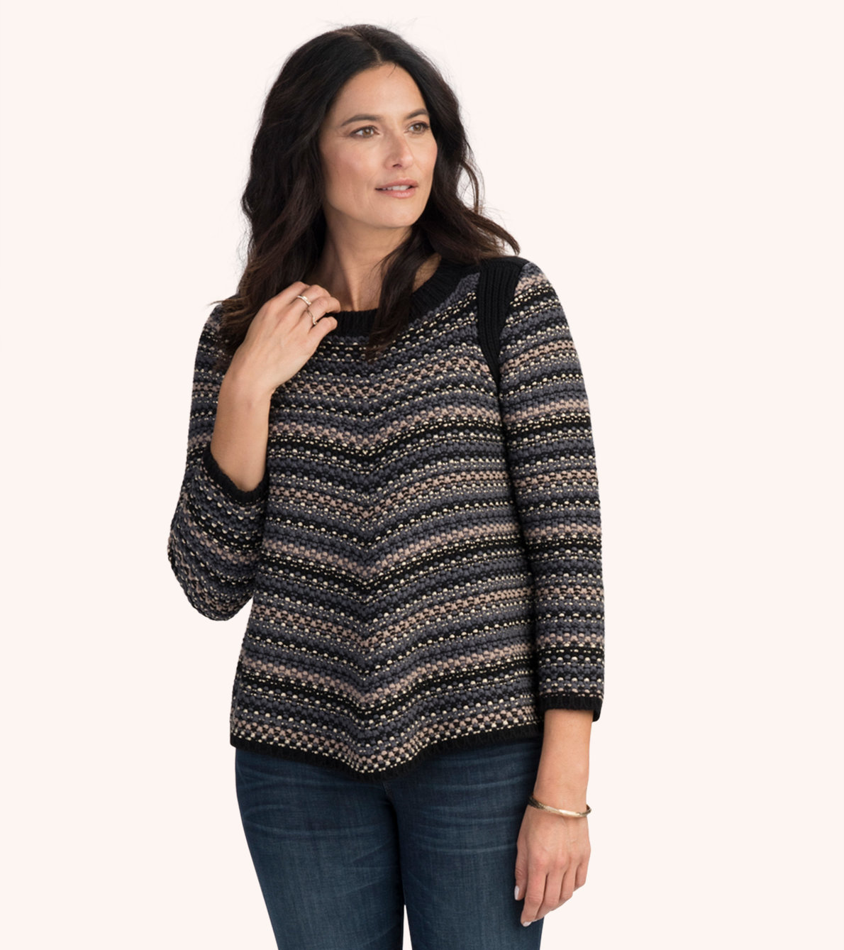 View larger image of Charcoal Chevron Stripes Chelsie Sweater