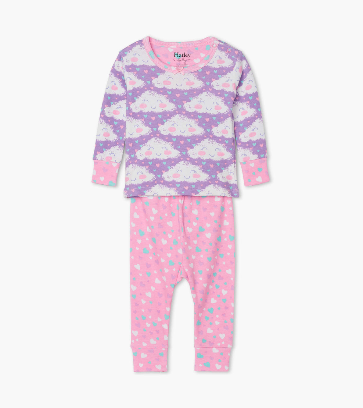 Agrandir l'image de Pyjama en coton biologique pour bébé – Nuages souriants