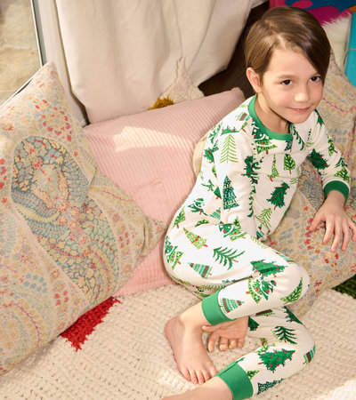 Christmas Trees Glow In The Dark Kids Pajama Set