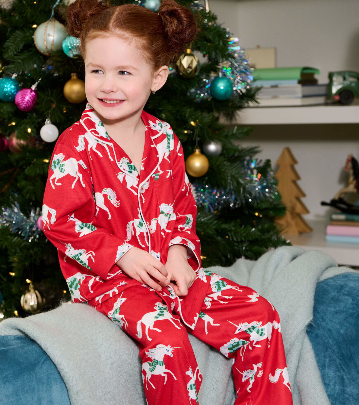 Agrandir l'image de Pyjama à haut boutonné – Licornes de Noël