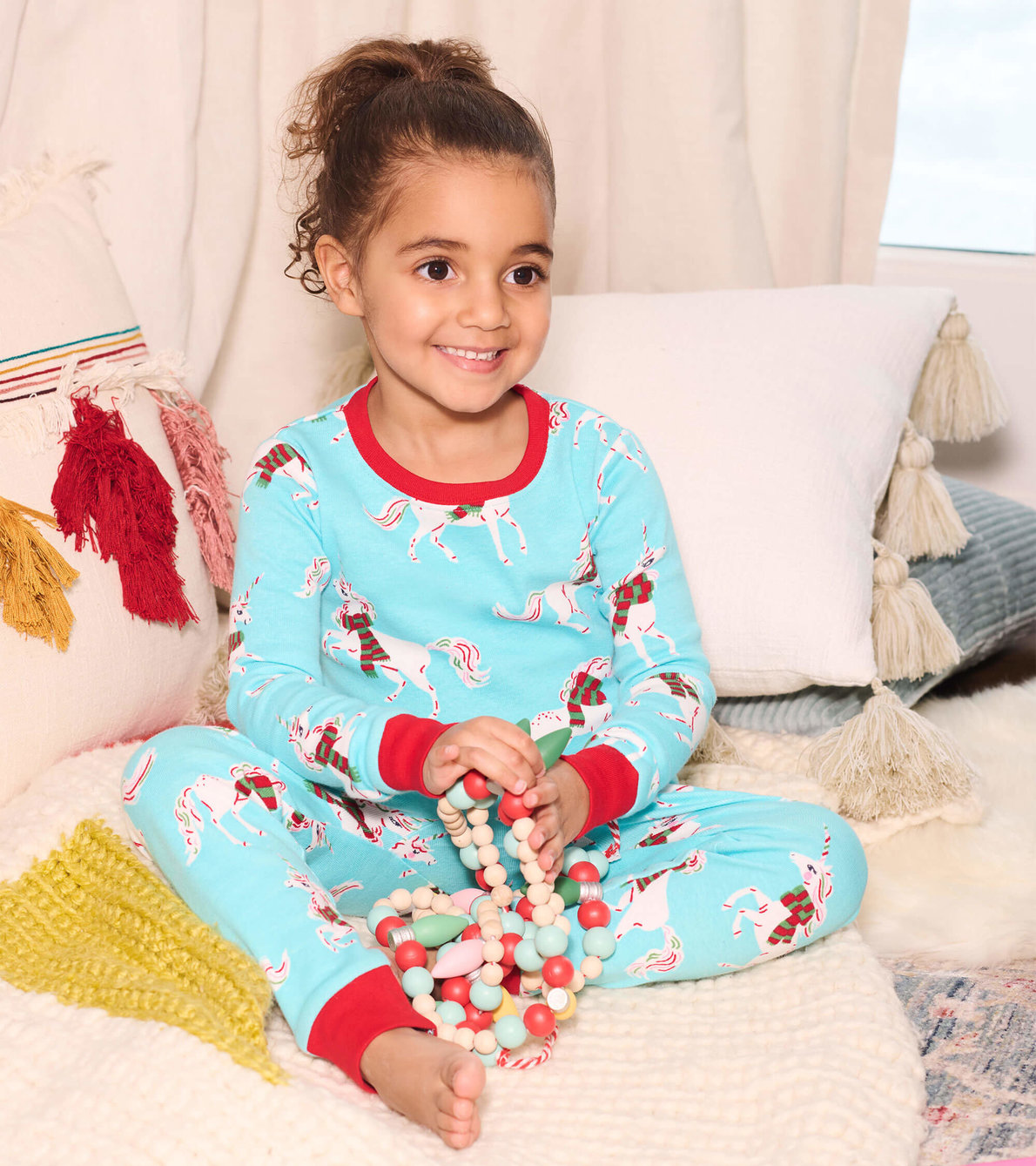 Agrandir l'image de Pyjama en coton biologique – Licornes de Noël