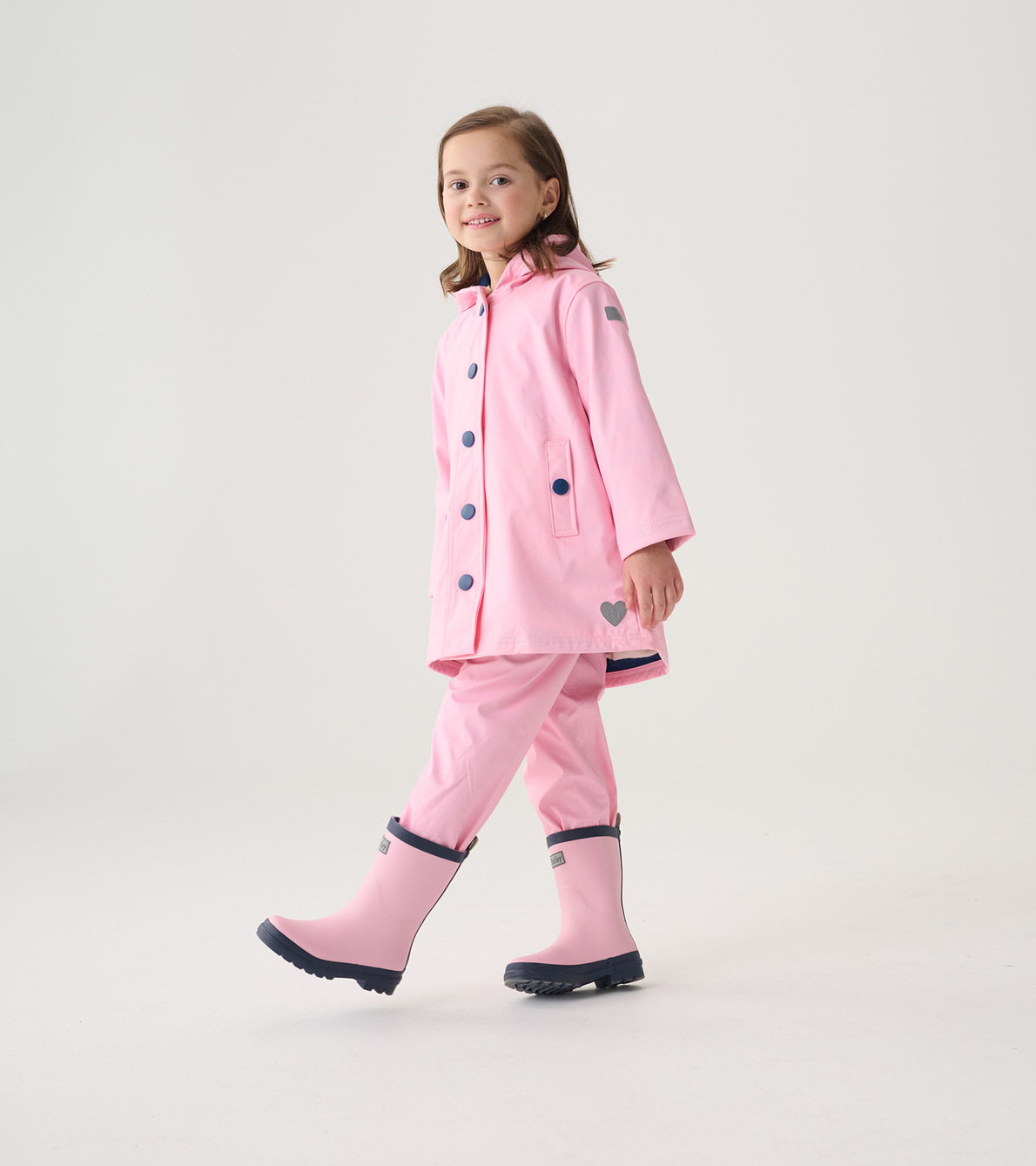 View larger image of Girls Pink & Navy Button-Up Rain Jacket
