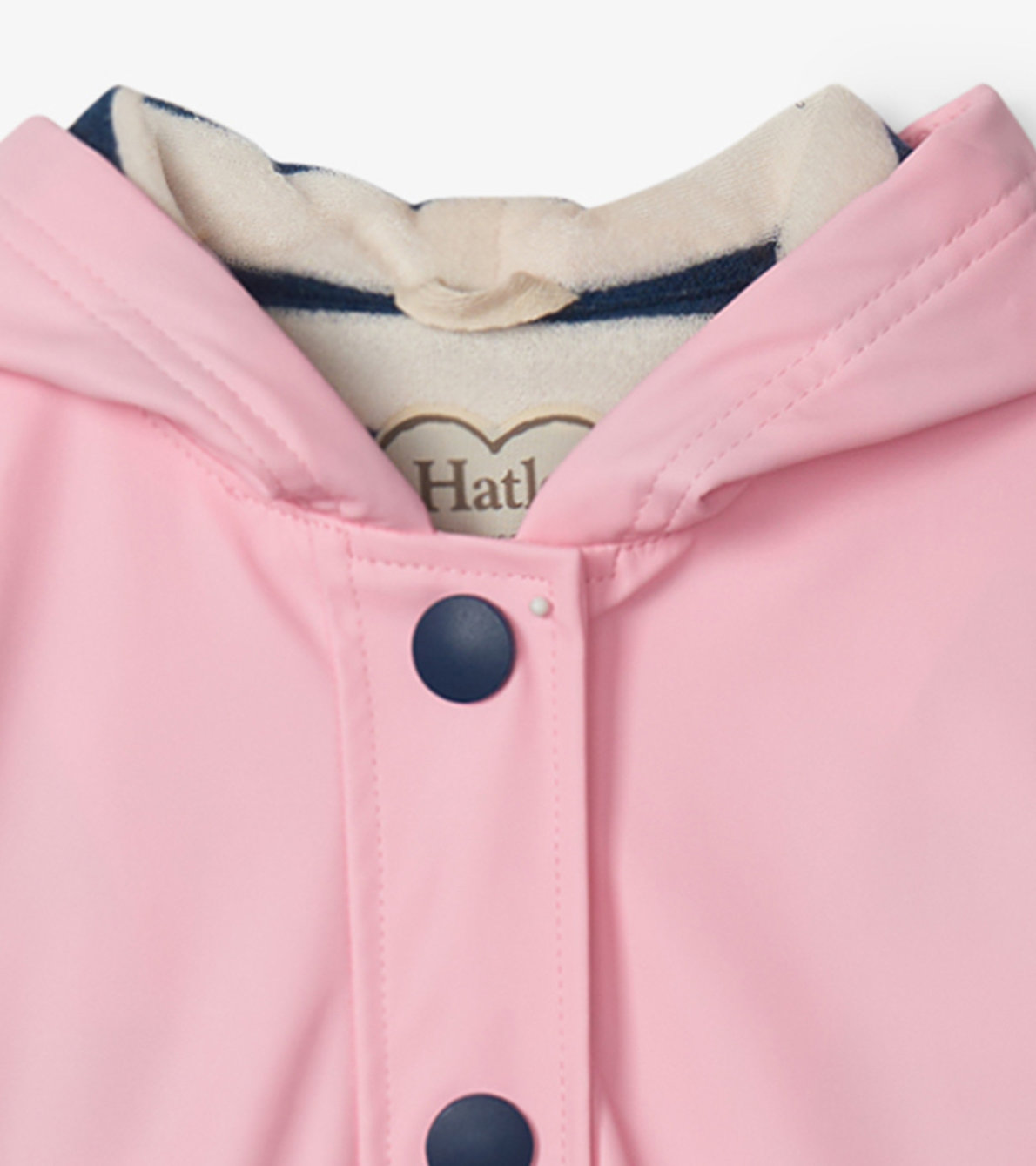 View larger image of Girls Pink & Navy Button-Up Rain Jacket