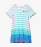 Robe t-shirt – Nuances bleu de rivage teintes par immersion