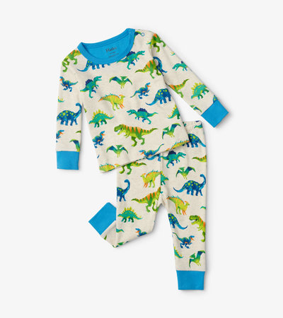 Colourblock Dino Baby Pajama Set