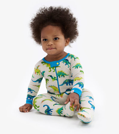 Colourblock Dino Footed Coverall