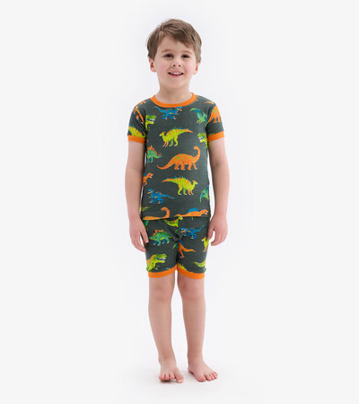 Colourblock Dino Short Pajama Set