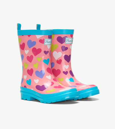 Colourful Hearts Shiny Rain Boots