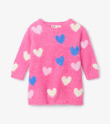 Confetti Hearts Fuzzy Baby Sweater Dress