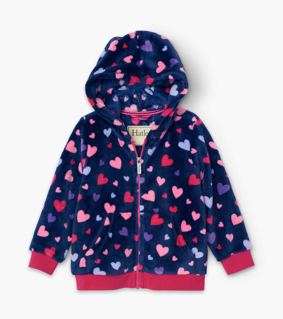 View larger image of Confetti Hearts Fuzzy Fleece Hooded Jacket