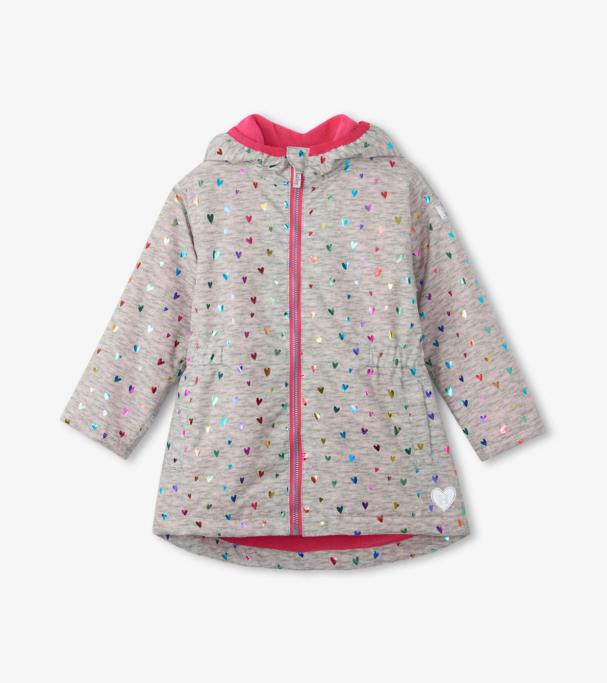 View larger image of Girls Confetti Hearts Zip-Up Lightweight Raincoat