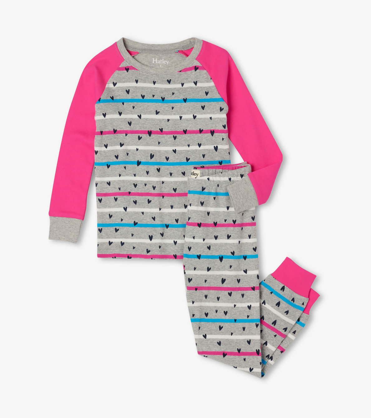 Agrandir l'image de Pyjama en coton biologique avec haut à manches raglan – Confettis de cœurs