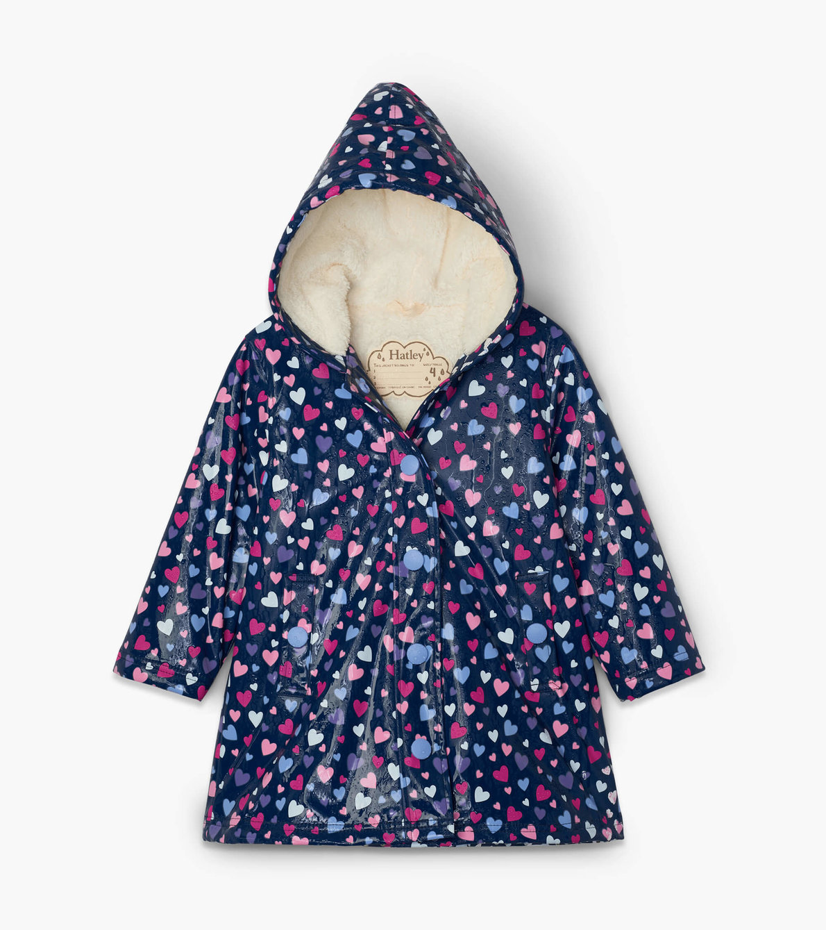 Agrandir l'image de Manteau de pluie à couleur changeante doublé en sherpa – Confettis de cœurs