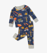 Pyjama en coton biologique pour bébé – Camions de construction