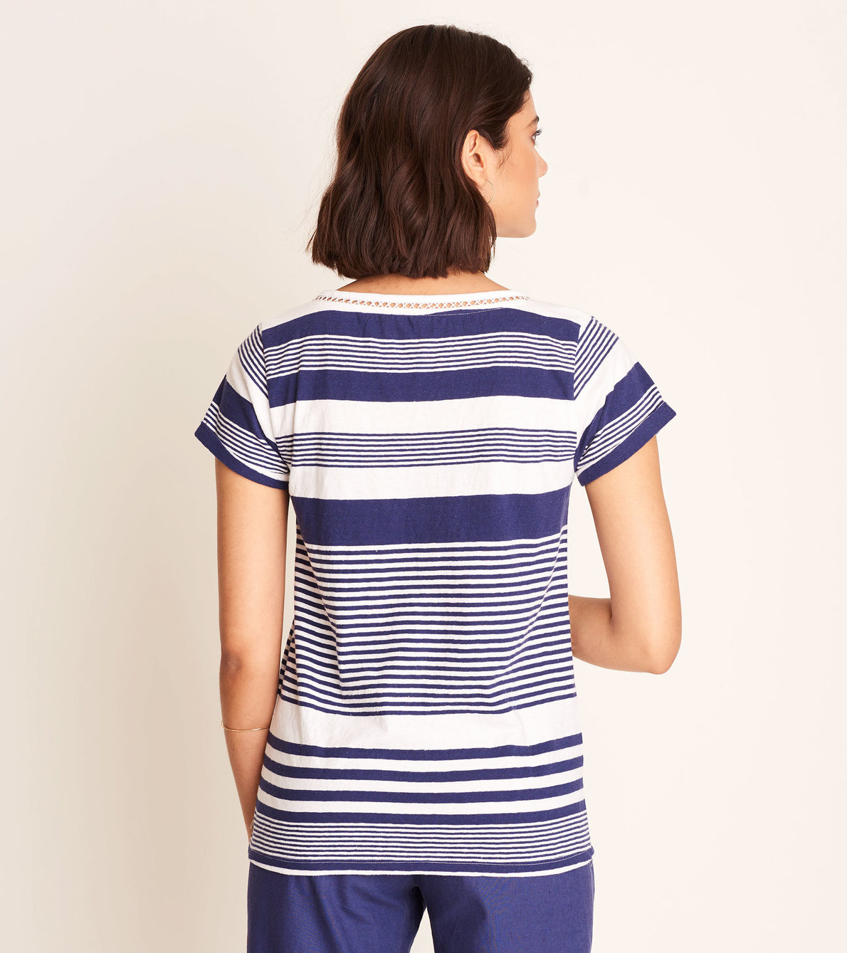 View larger image of Cotton Linen Tee - Patriot Blue Stripes