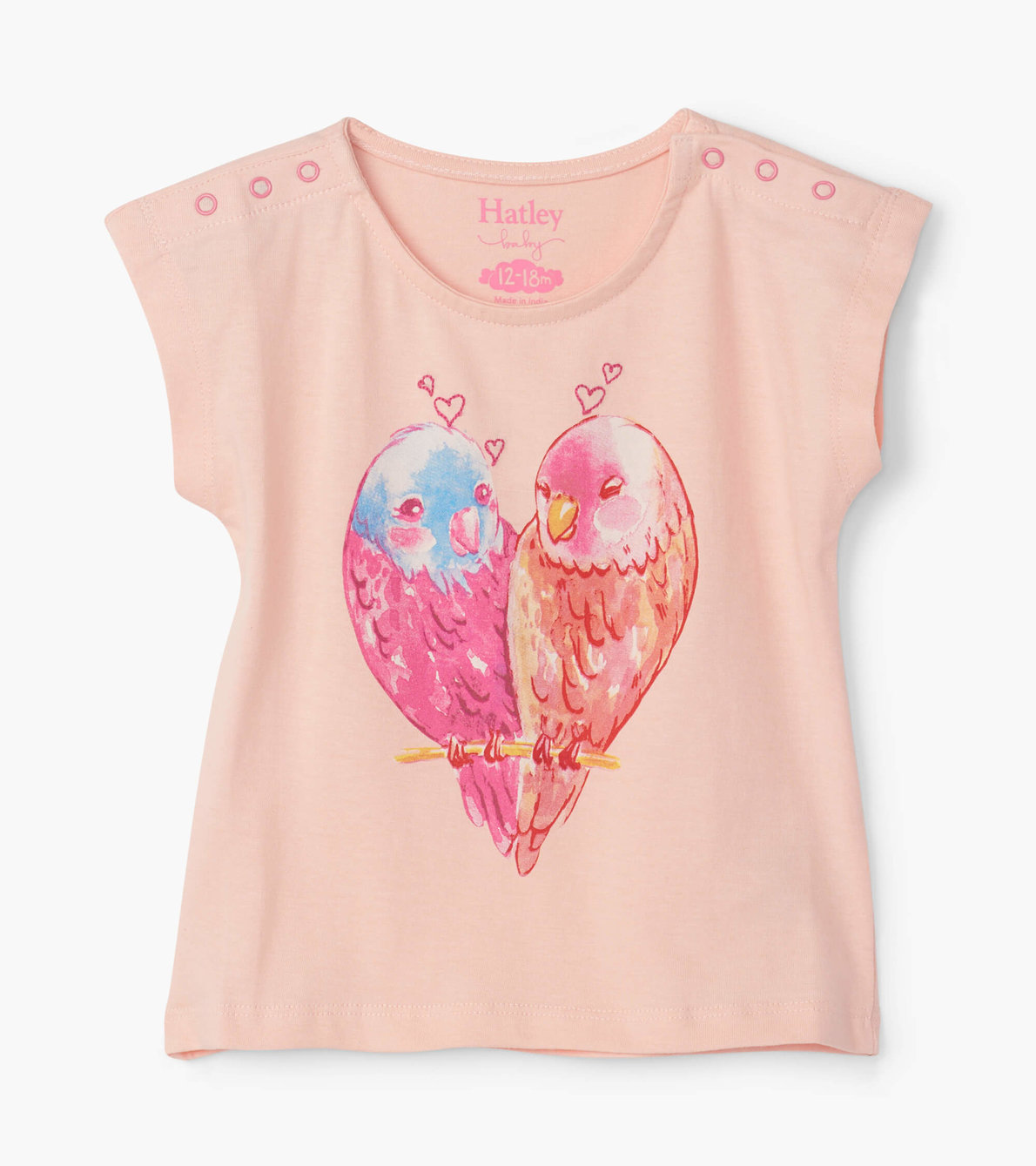 Agrandir l'image de T-shirt pour bébé – Perruches en cœur