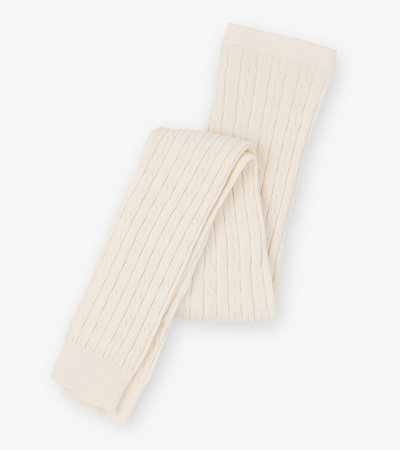 Girls Cream Cable Knit Tights