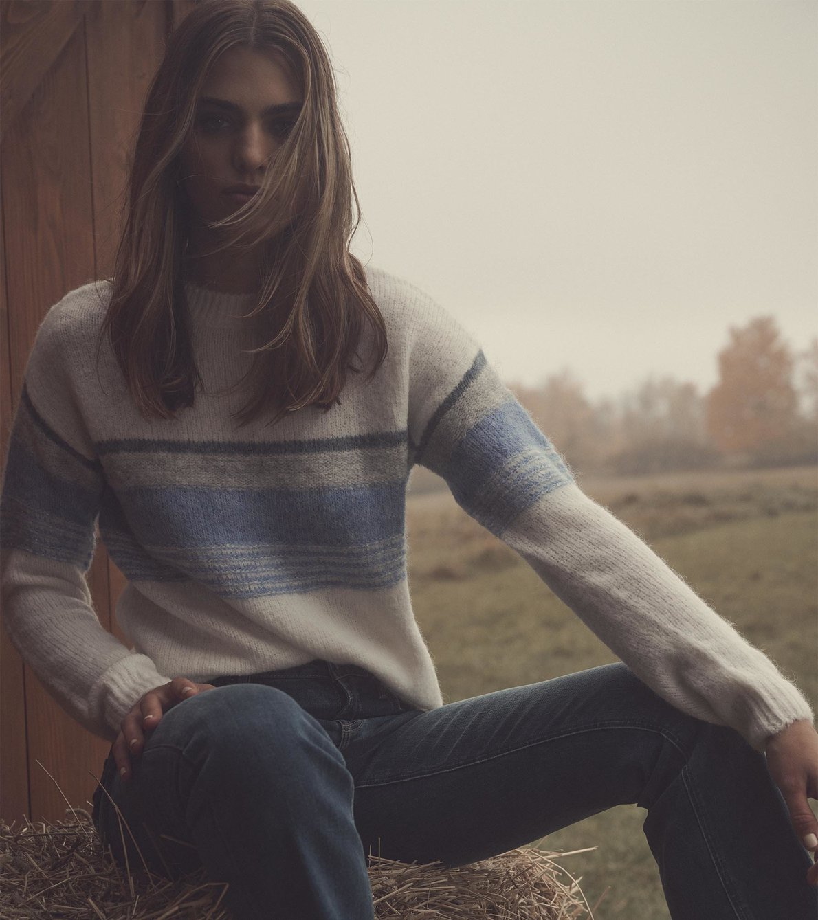 View larger image of Crew Neck Pullover - Blue Sunset Stripes