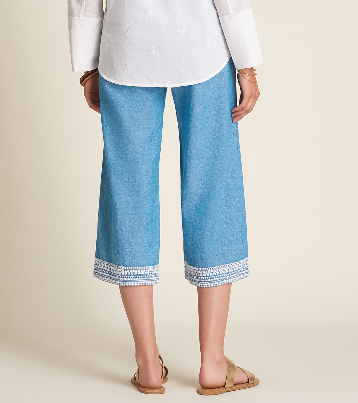 View larger image of Cropped Wide Leg Pants - Chambray