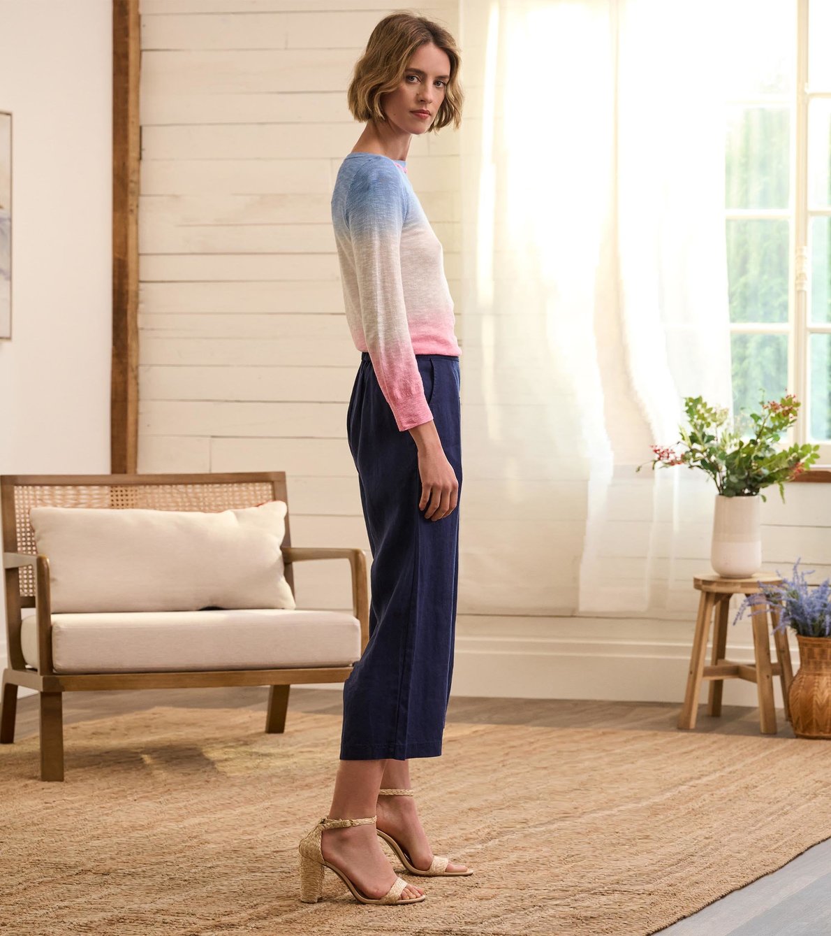 View larger image of Cropped Wide Leg Pants - Navy