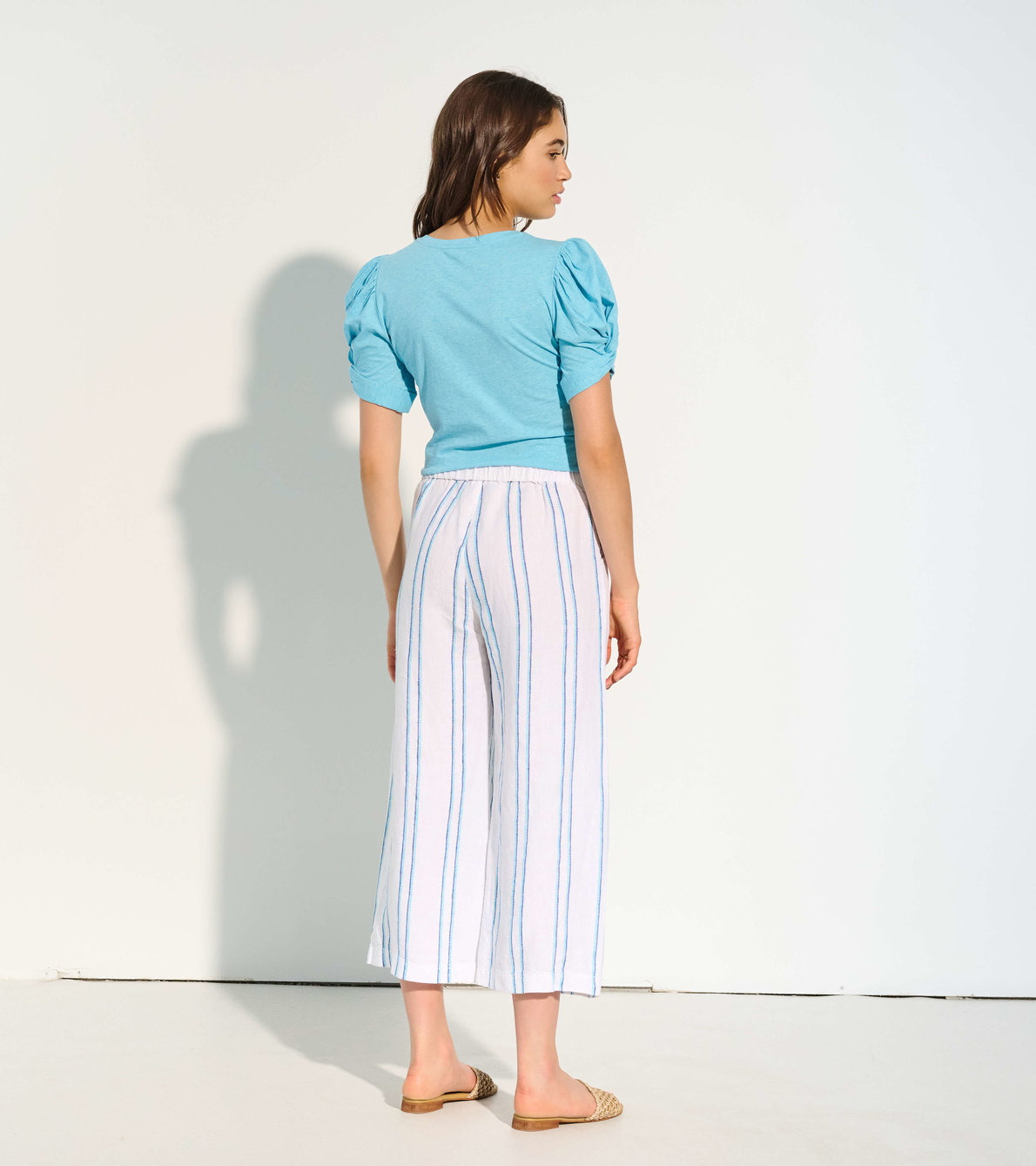 View larger image of Cropped Wide Leg Trousers - Sunny Stripes