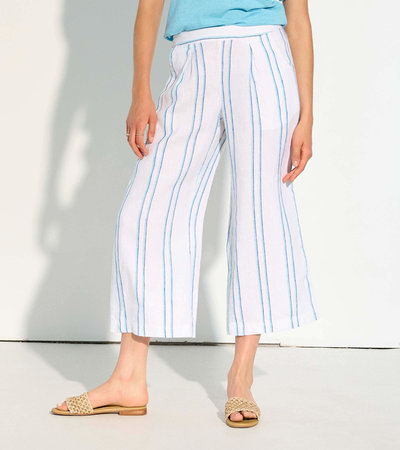 Cropped Wide Leg Trousers - Sunny Stripes