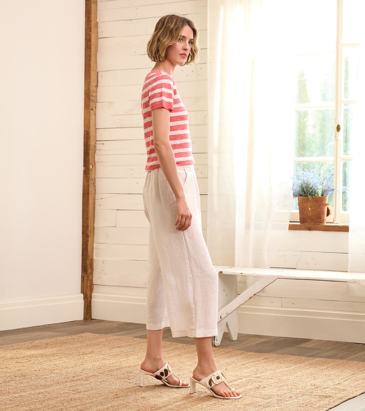 View larger image of Cropped Wide Leg Pants - White
