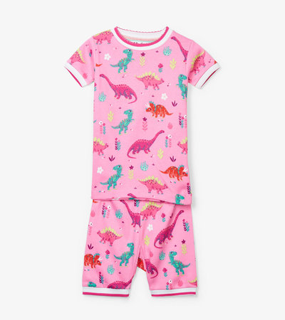 Pyjama court en coton bio – Dinosaures colorés