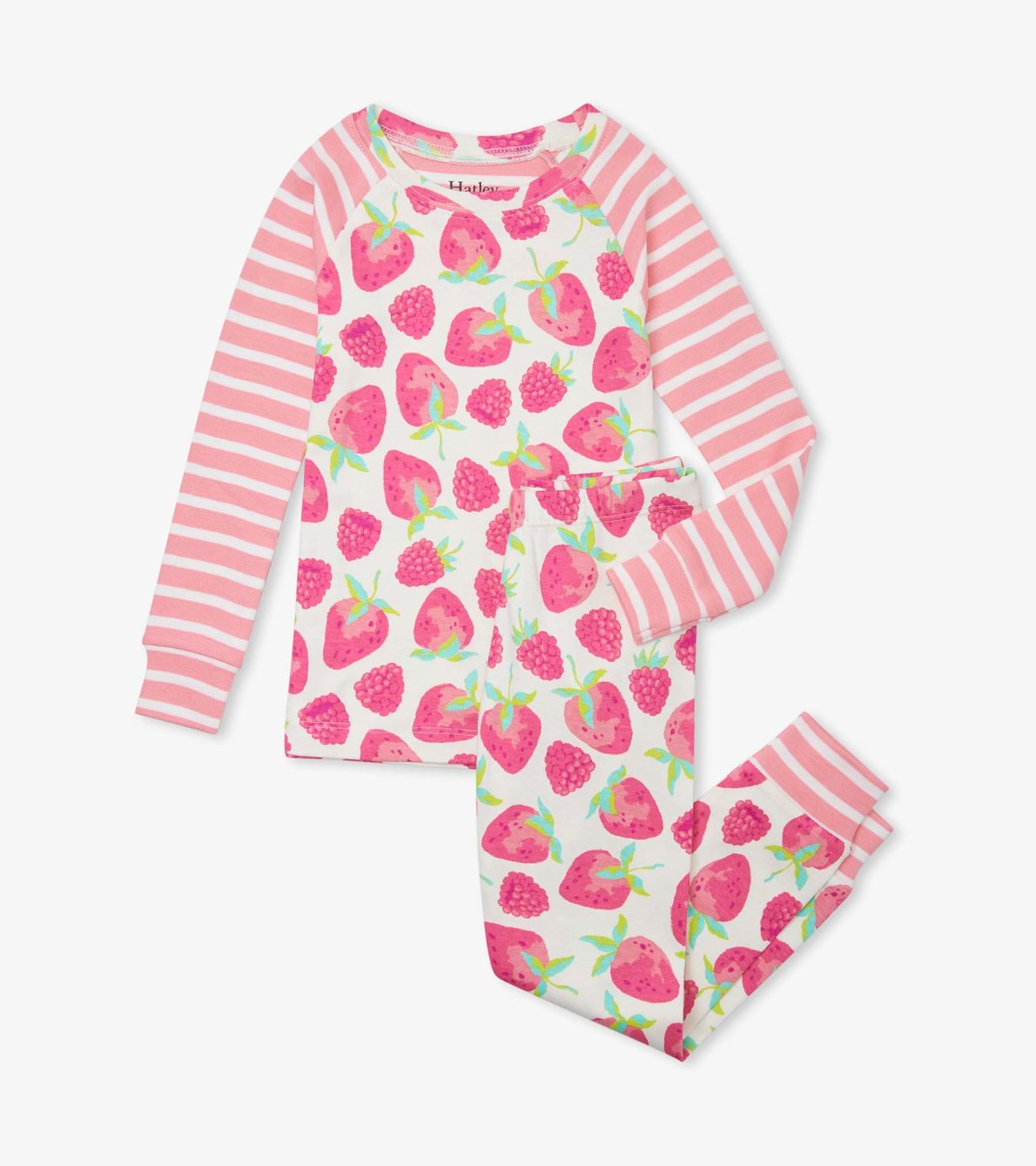 Agrandir l'image de Pyjama en coton biologique avec haut à manches raglan – Petits fruits frais