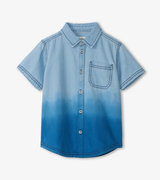 Denim Dip Dye Short Sleeve Button Down Shirt