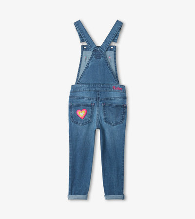 Buy online Girls Square Neck Solid Denim Dungarees from girls for