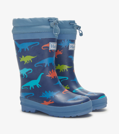 Dinosaur Silhouettes Sherpa Lined Kids Wellies