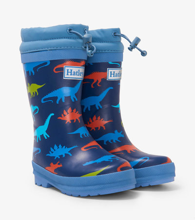 Dinosaur Silhouettes Sherpa Lined Kids Wellies