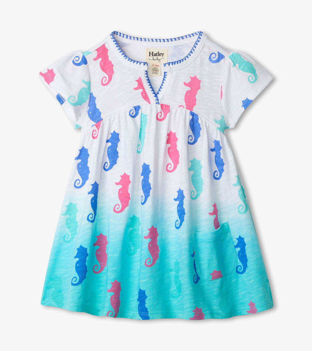View larger image of Dip Dye Seahorses Baby Puff Dress