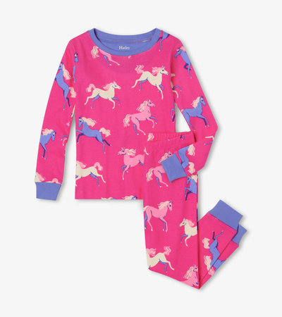 Pyjama en coton biologique pour enfant – Chevaux du pays des rêves