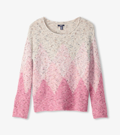 Drop Shoulder Sweater - Rose Argyle -
